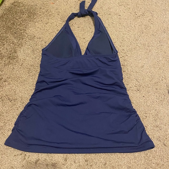 Athleta Shirrendipity Halter Tankini Swim Top Navy Blue Size XST XS Tall 739201‎ - Picture 2 of 3